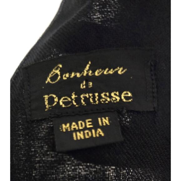 Bonheur de Petrusse Wool/Silver Lurex Embroidered Scarf/ Shaw 20”x 80” l - Picture 6 of 6